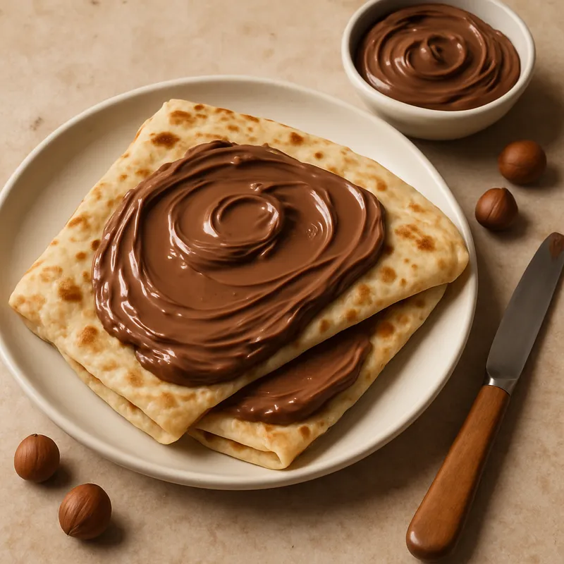 Roti mit Nutella Schokoladen-Haselnuss-Creme