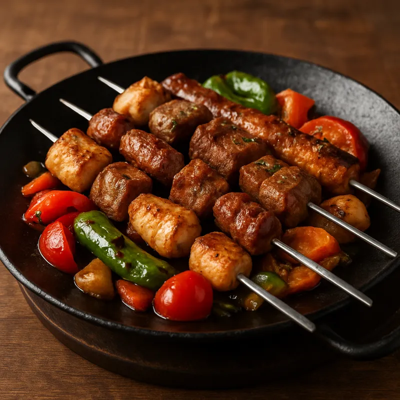 Sac Tava Gemischter Grillspieß auf der Eisenplatte