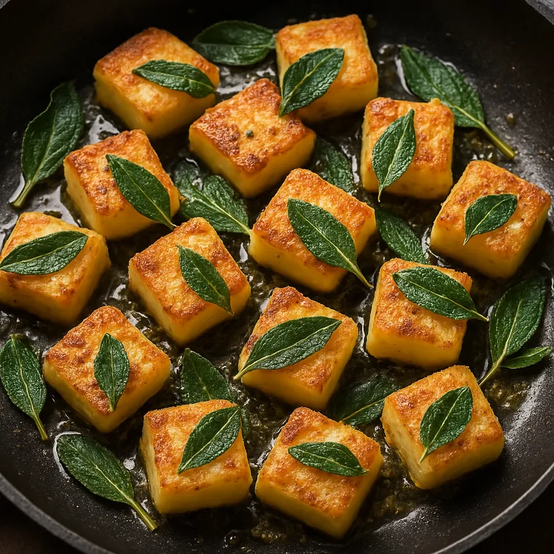 Salbei-Käsewürfel aus der Pfanne