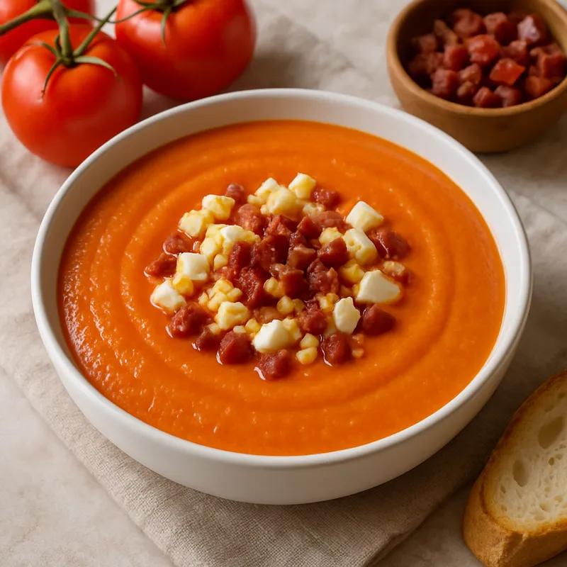 Salmorejo Cordobes (Traditionelle kalte Tomatensuppe)