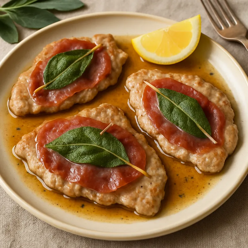 Saltimbocca alla Romana (Kalbsschnitzel römischer Art mit Salbei und Prosciutto)