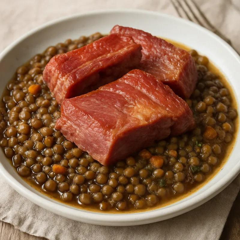 Salzfleisch mit Linsen
