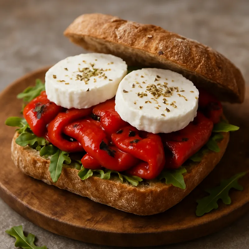 Sandwich mit gerösteter Paprika und Ziegenkäse