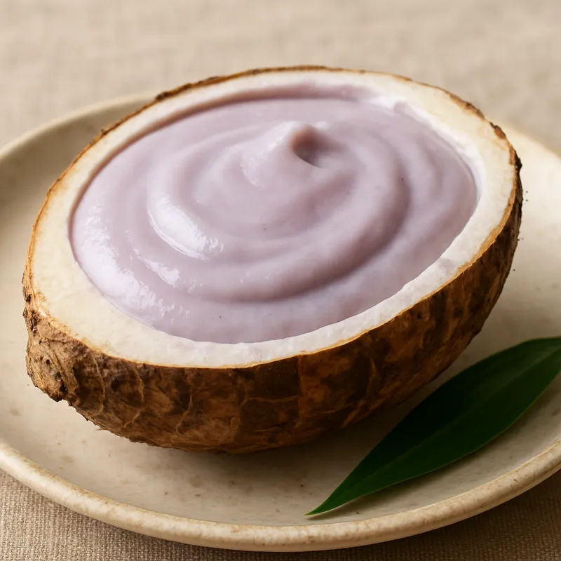 Sangkhaya Pheuak (Taro-Pudding in der Schale)