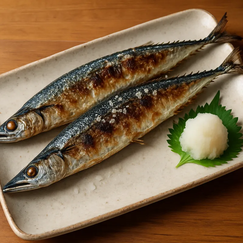 Sanma Shioyake (Salzgegrillte Pazifische Makrelenhechtart)