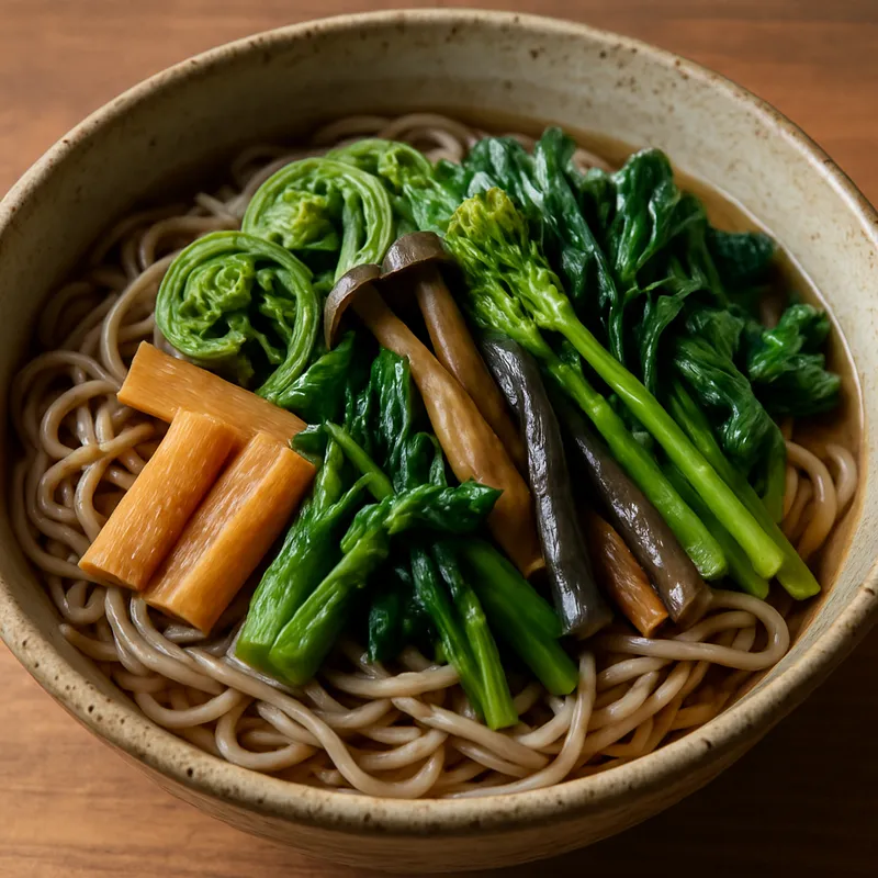 Sansai Soba (Soba mit Berggemüse)