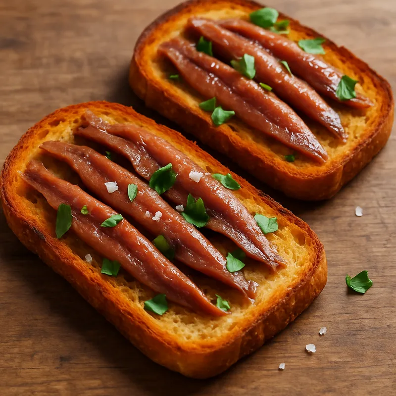 Sardellen auf Toast