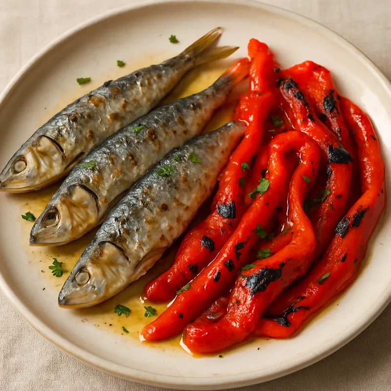 Sardinen mit gerösteten Paprika