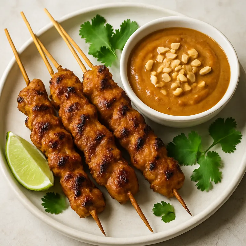 Satay-Fleischspieße mit Erdnusssauce