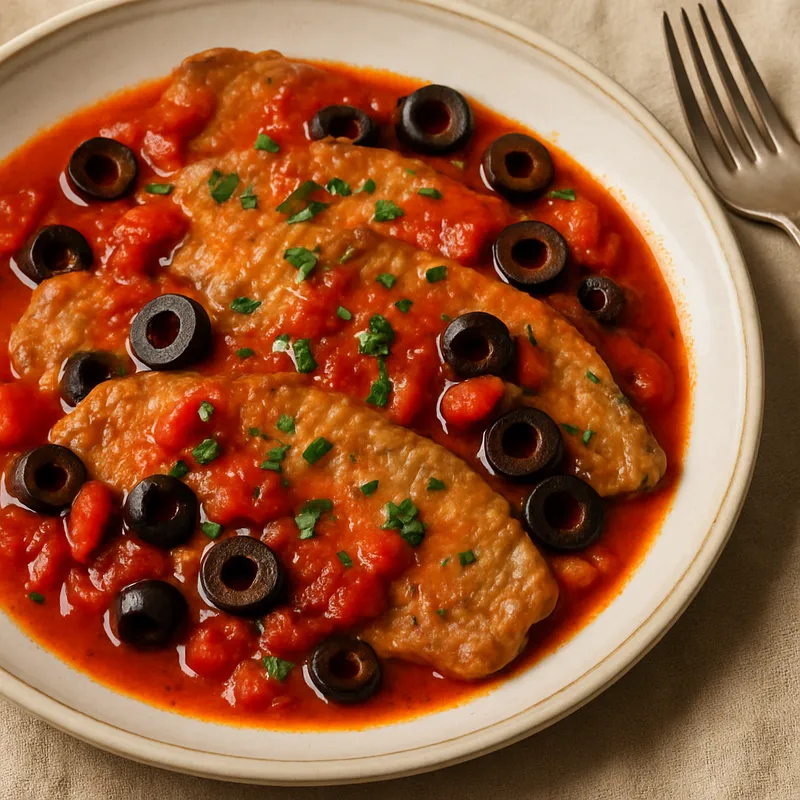 Scaloppine alla Pizzaiola (Kalbsschnitzel nach Pizzaiola-Art)