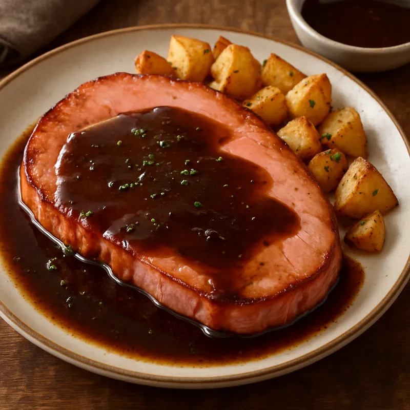 Schinkensteak mit Red-Eye-Soße