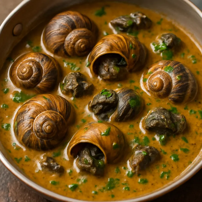 Schnecken in Soße