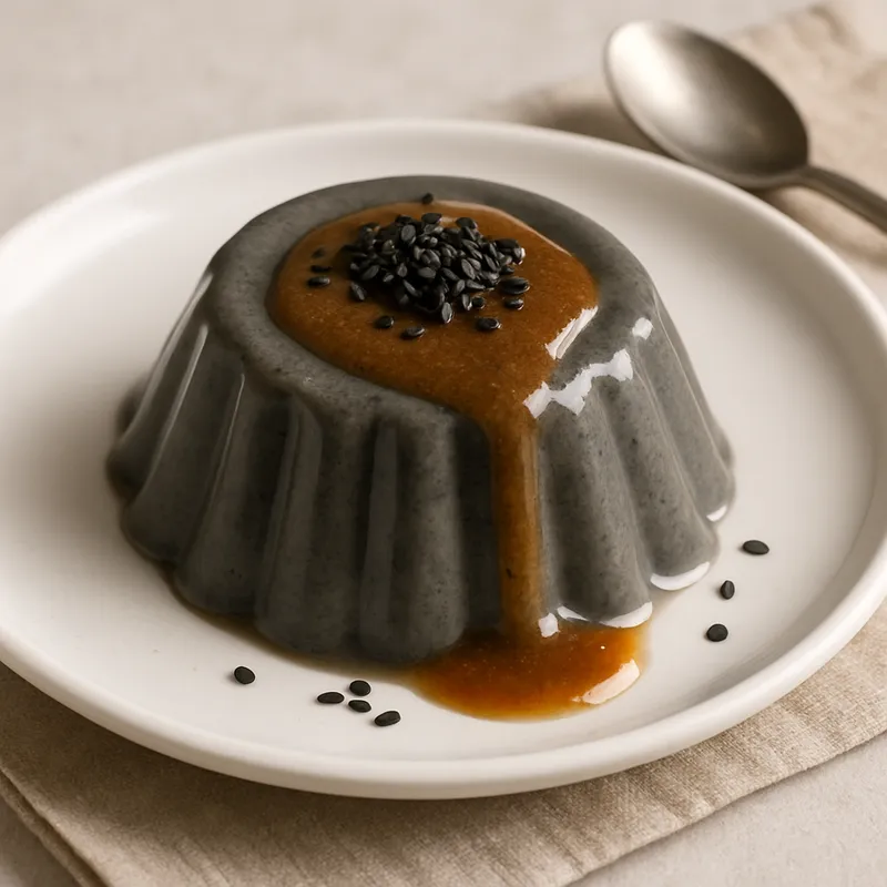 Schwarzer Sesam Purin (Japanischer Karamellpudding mit schwarzem Sesam)