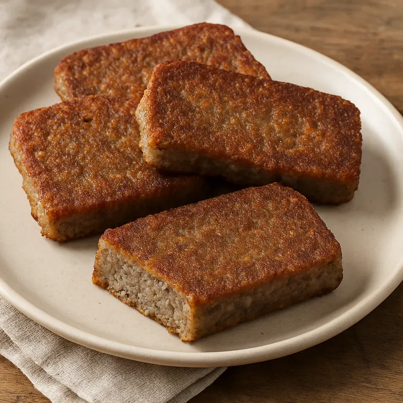 Scrapple (Mittelatlantischer Schweinefleisch- und Maismeislaib)