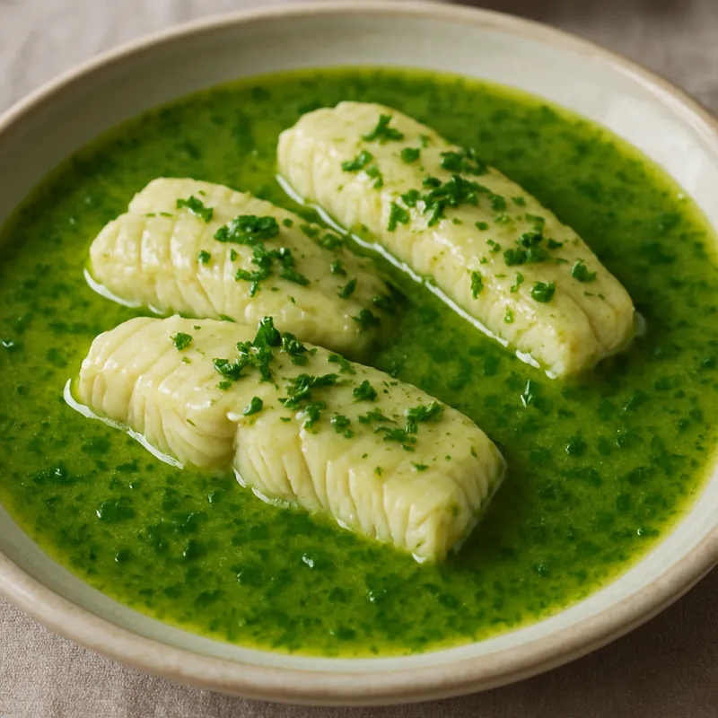 Seehecht in grüner Sauce