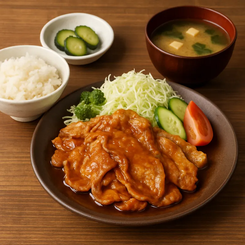 Shoga Yaki Teishoku (Ingwer-Schweinefleisch-Menü)