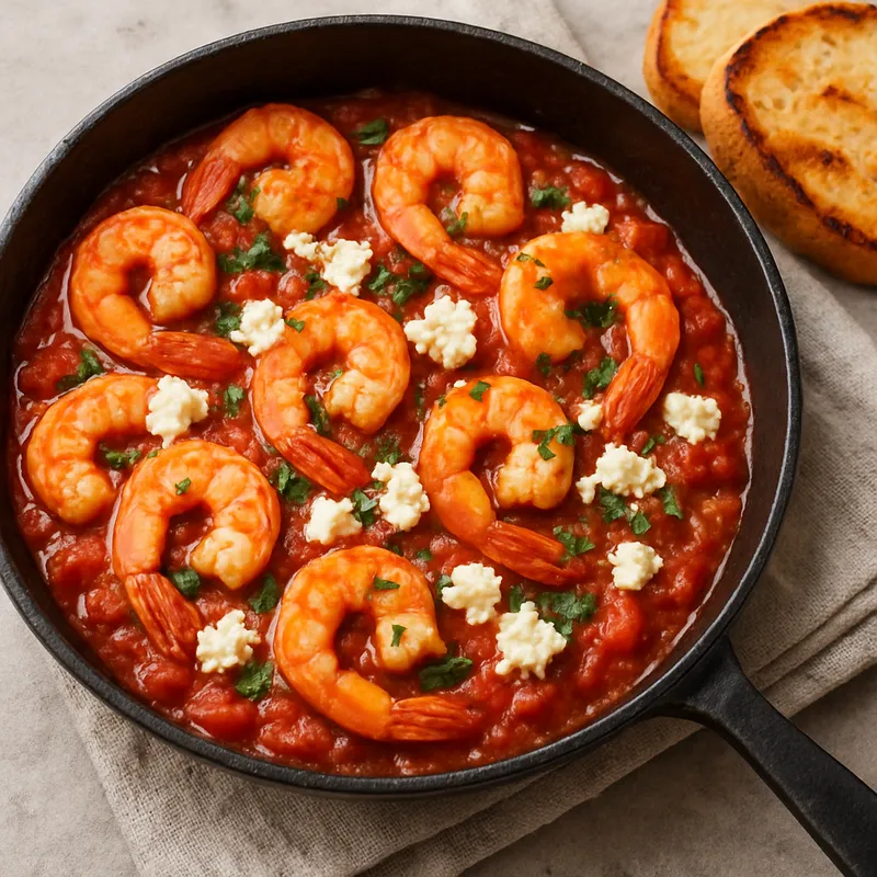 Shrimp Saganaki (Griechische Garnelen mit Tomate und Feta)