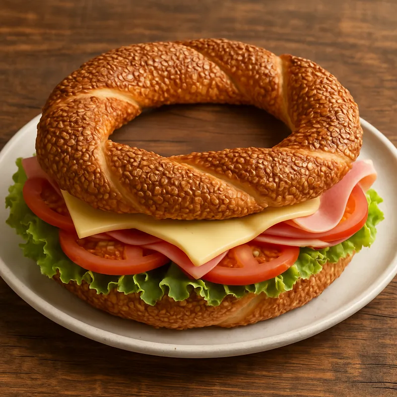 Simit-Sandwich (Türkisches Sesambrötchen-Sandwich)