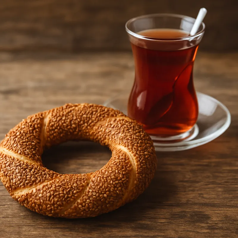 Simit und Türkischer Tee (Sesamring und Tee)
