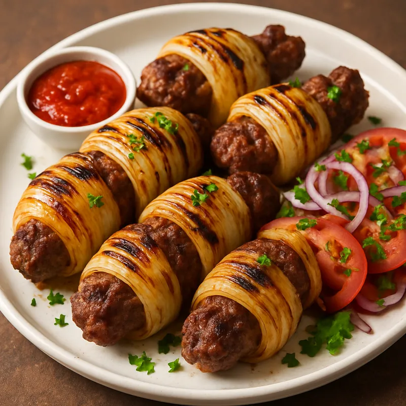 Soğan Arası Kebab (Im Zwiebel gewickelter Kebab)