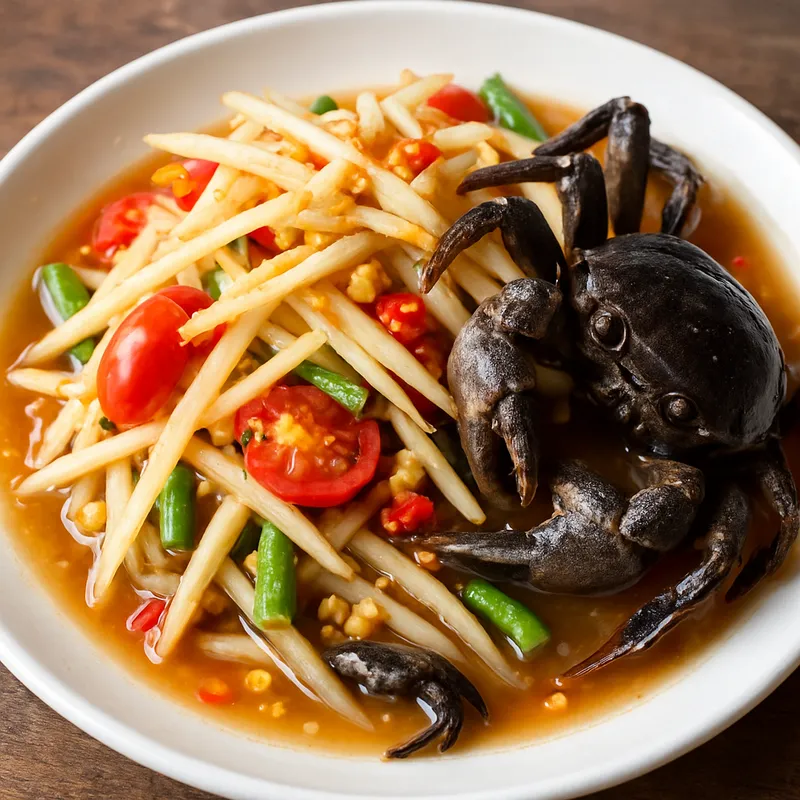 Som Tam Poo (Papayasalat mit Salzkrebs)