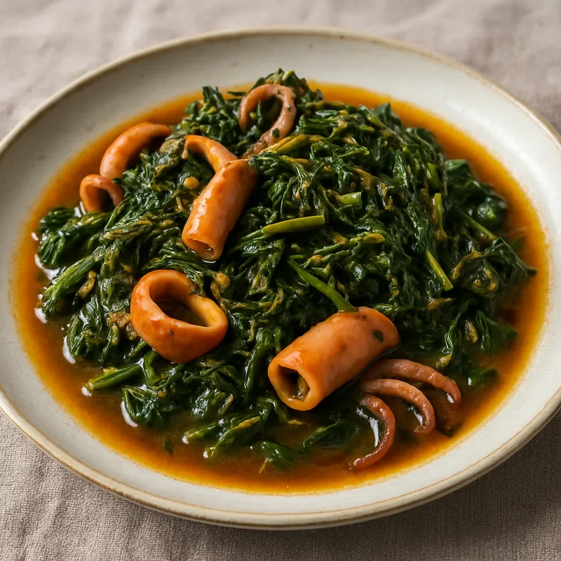 Soupies me Spanaki (Tintenfisch mit Spinat)