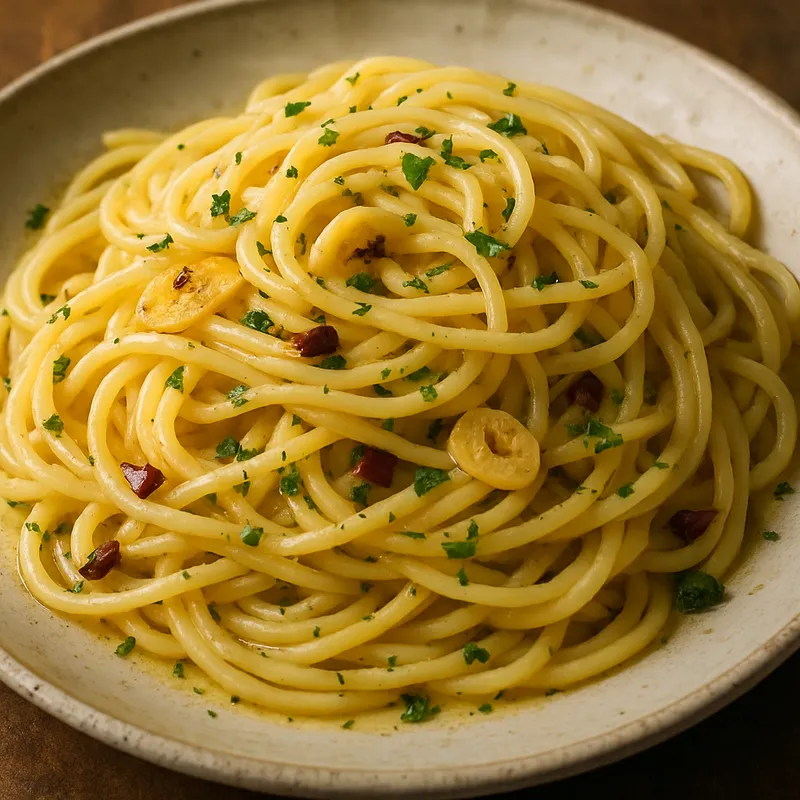 Spaghetti Aglio e Olio (Spaghetti mit Knoblauch und Öl)