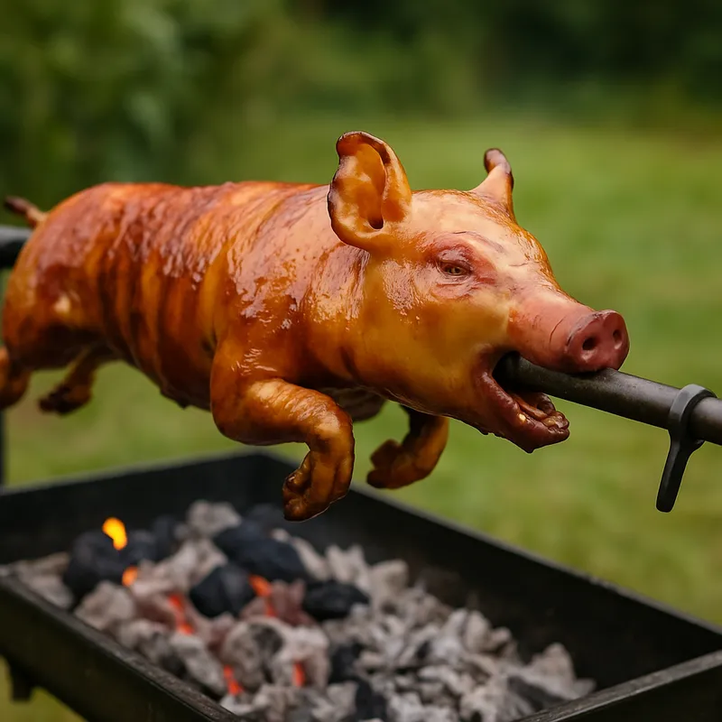 Spanferkel am Spieß