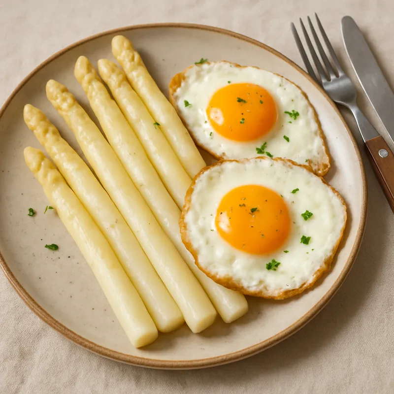 Spargel mit Spiegeleiern