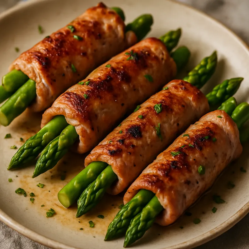 Spargel-Schweinerollen