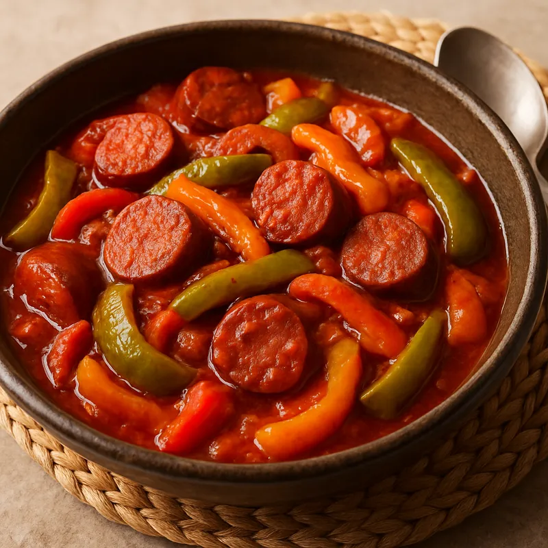 Spetsofai mit Chorizo (Wursteintopf)