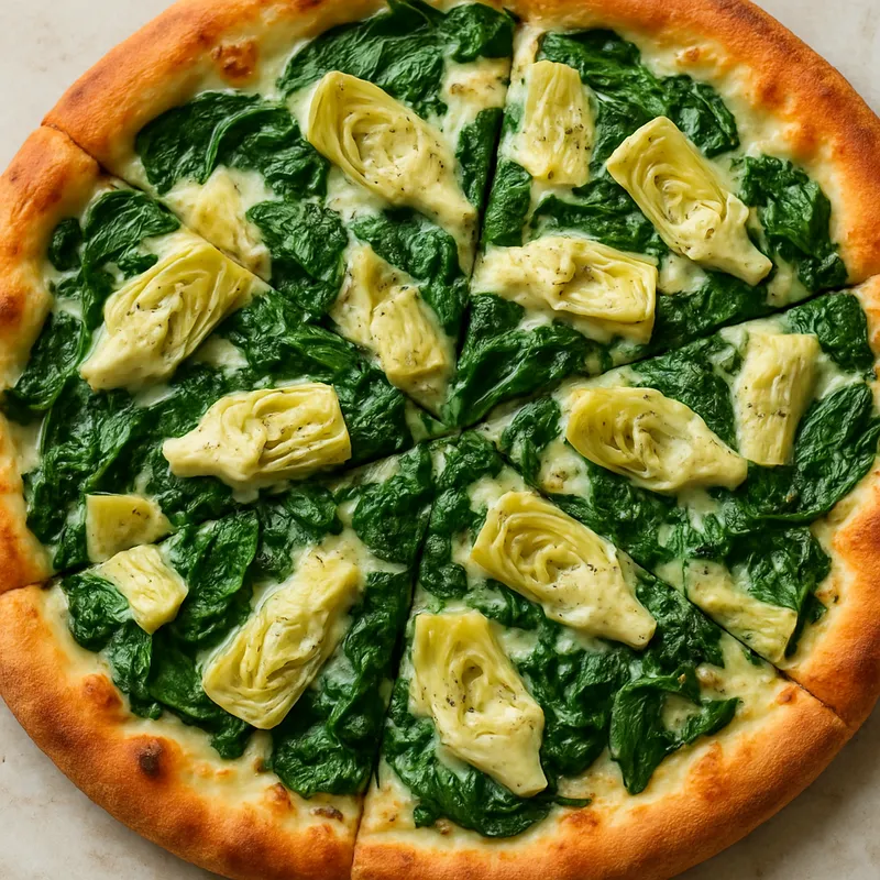 Spinat-Artischocken-Pizza