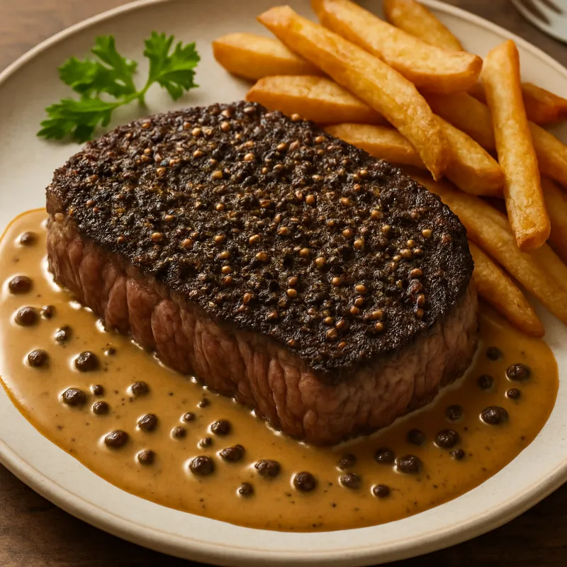 Steak au Poivre auf amerikanische Art (Pfeffersteak)