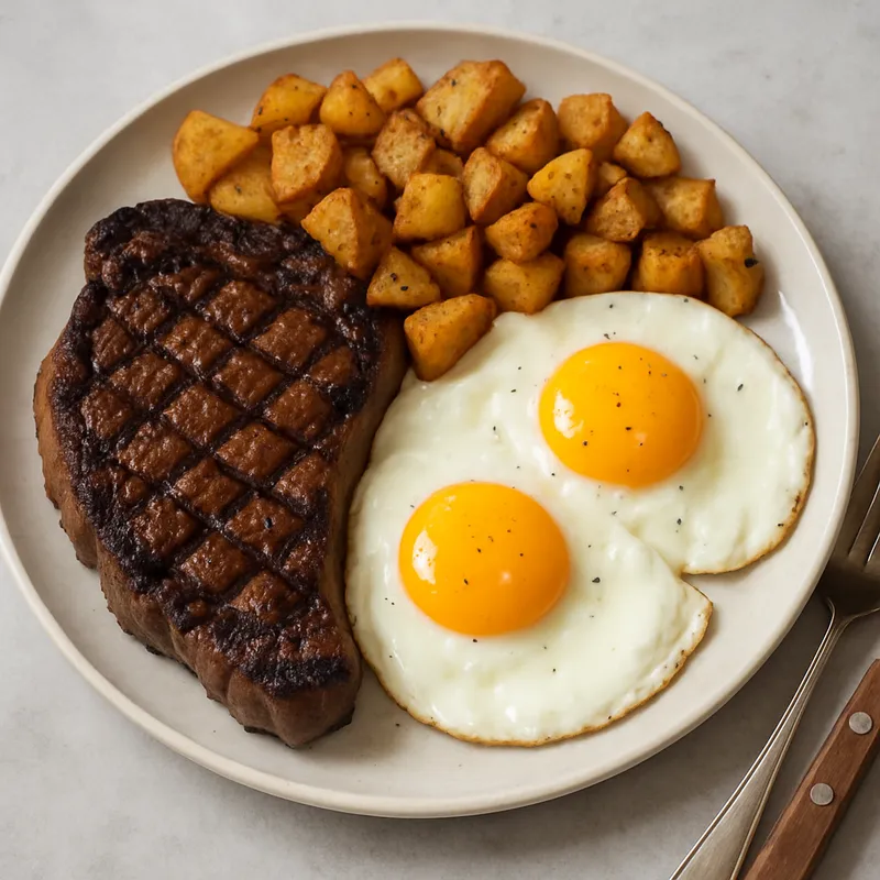 Steak und Eier Frühstück