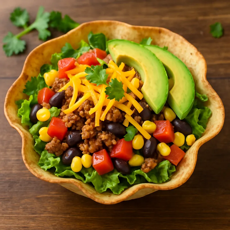 Taco-Salat in der Tortilla-Schüssel
