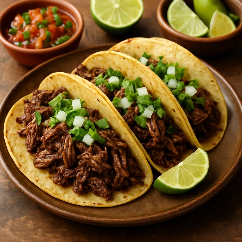 Tacos de Barbacoa (Geschmorte Rindfleisch-Tacos)