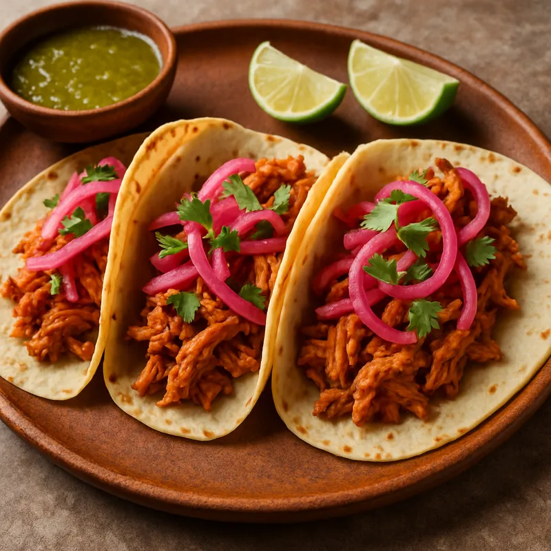 Tacos De Cochinita Pibil (Langsam geschmorte Schweinefleisch-Tacos nach Yucatan-Art)