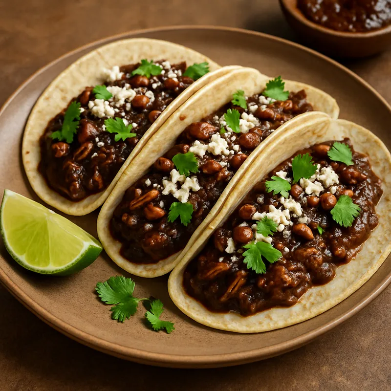 Tacos de Mole (Tacos mit Mole-Füllung)