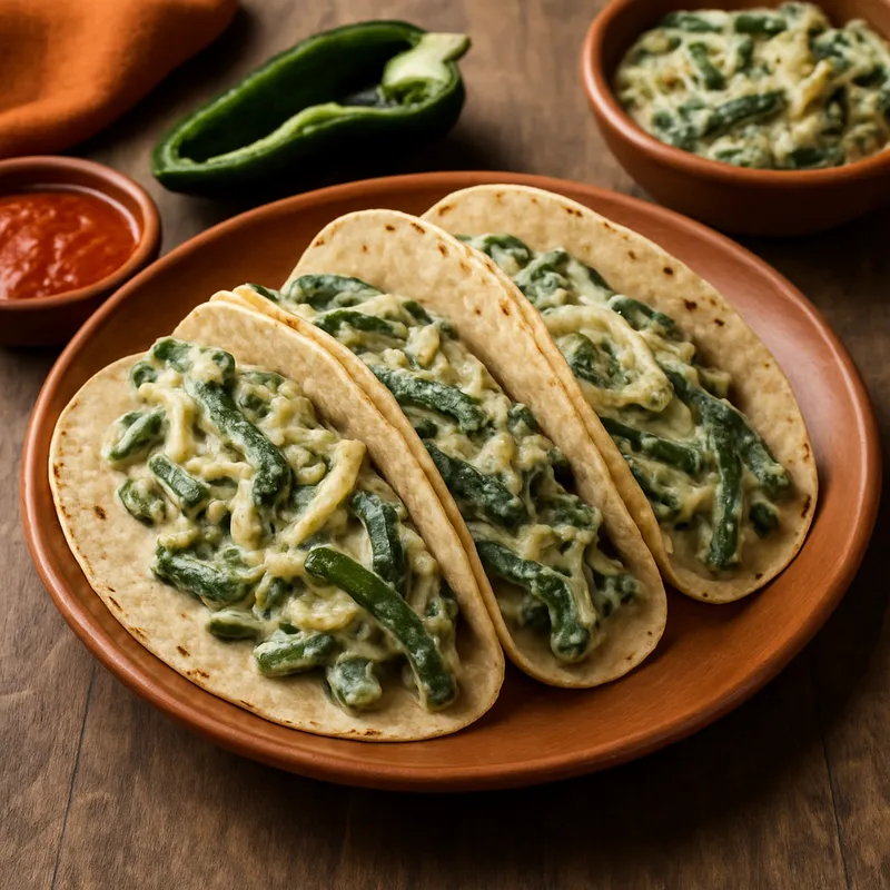 Tacos De Rajas Con Crema (Poblano-Streifen-Tacos)