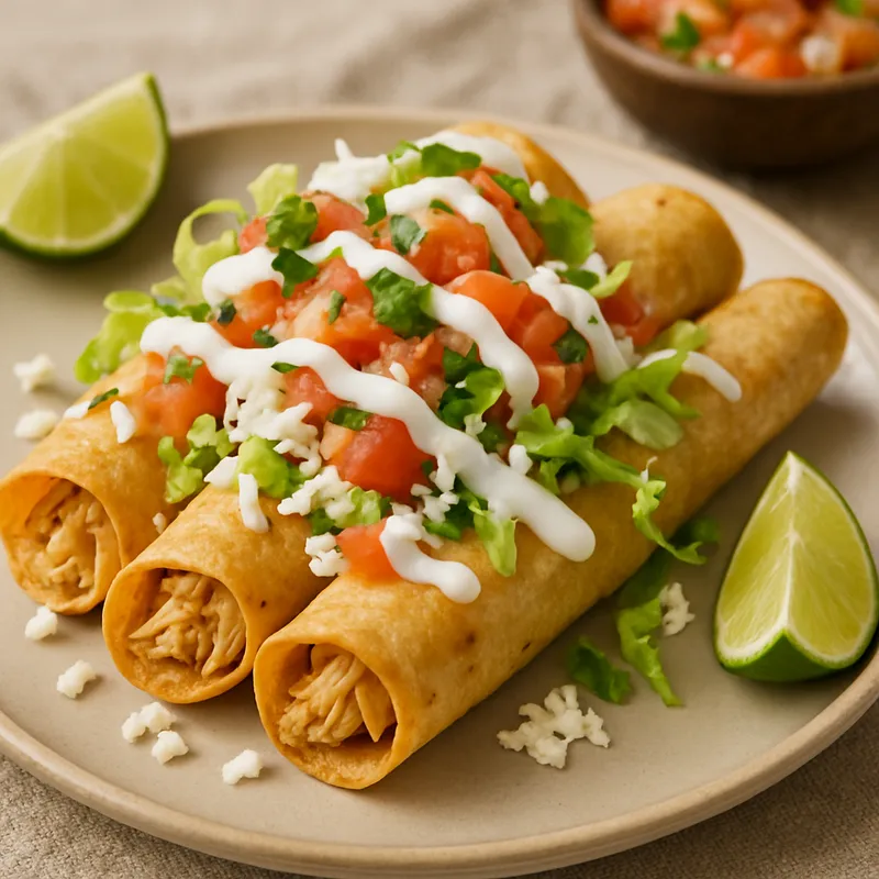 Tacos Dorados de Pollo (Knusprige Hühnchen-Tacos)