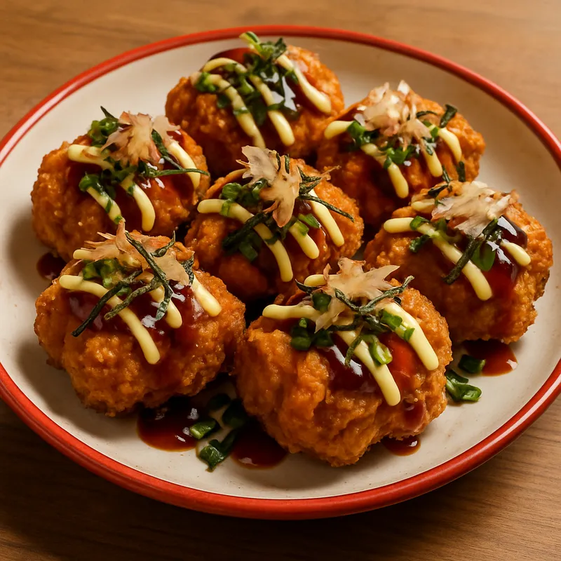 Takoyaki-Style Karaage (Japanisches Frittiertes Hähnchen nach Takoyaki-Art)