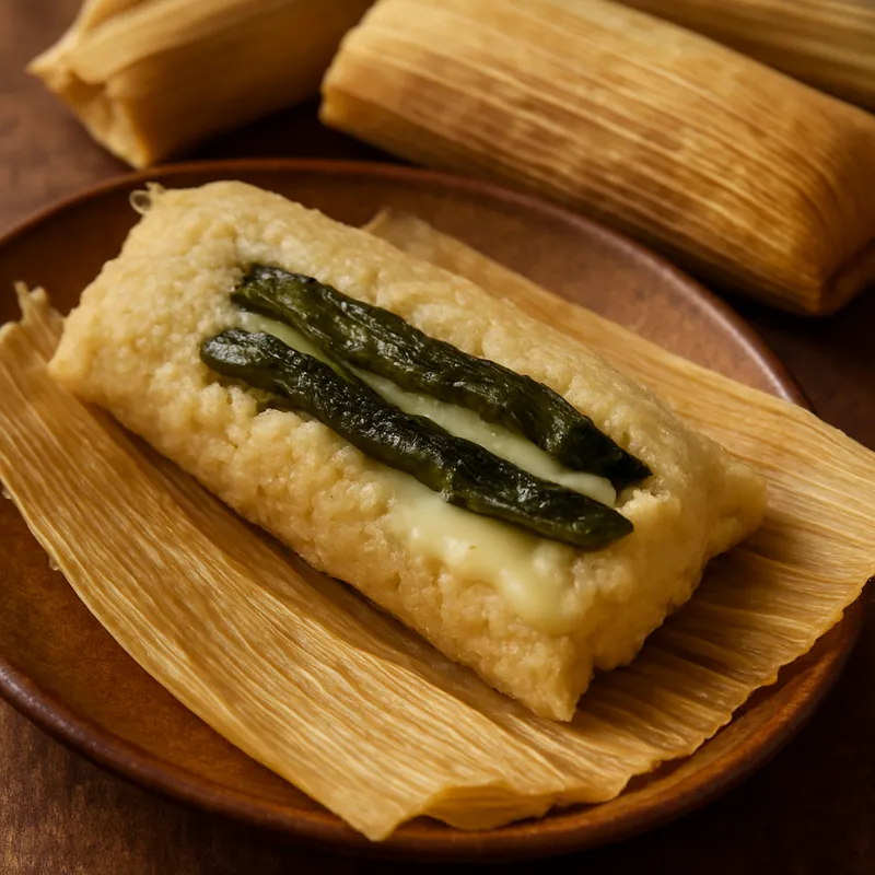 Tamales mit Poblano-Streifen und Käse
