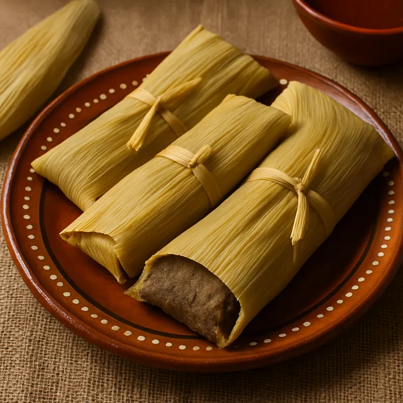 Tamales Nejos nach Guerrero-Art (in Maisblätter gewickelte Tamales)