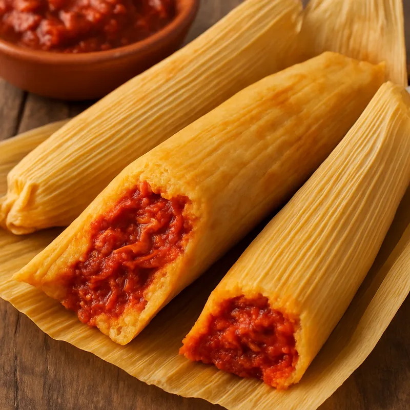 Tamales Rojos de Puerco (Rote Schweinefleisch-Tamales)