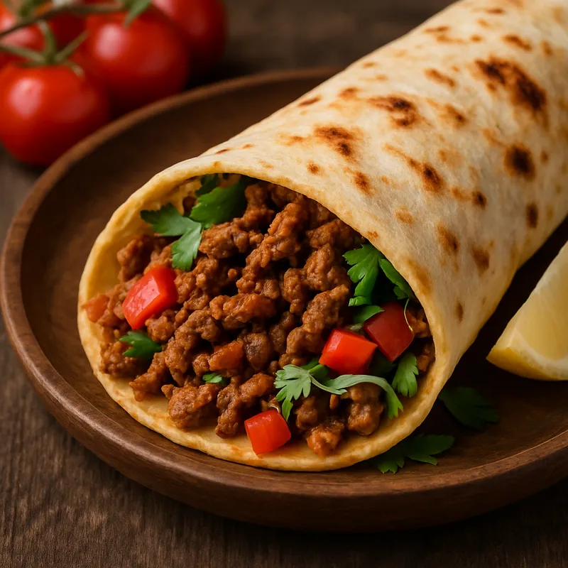Tantuni Kebab (Mersinер gebratenes Fleisch im Fladenbrot)