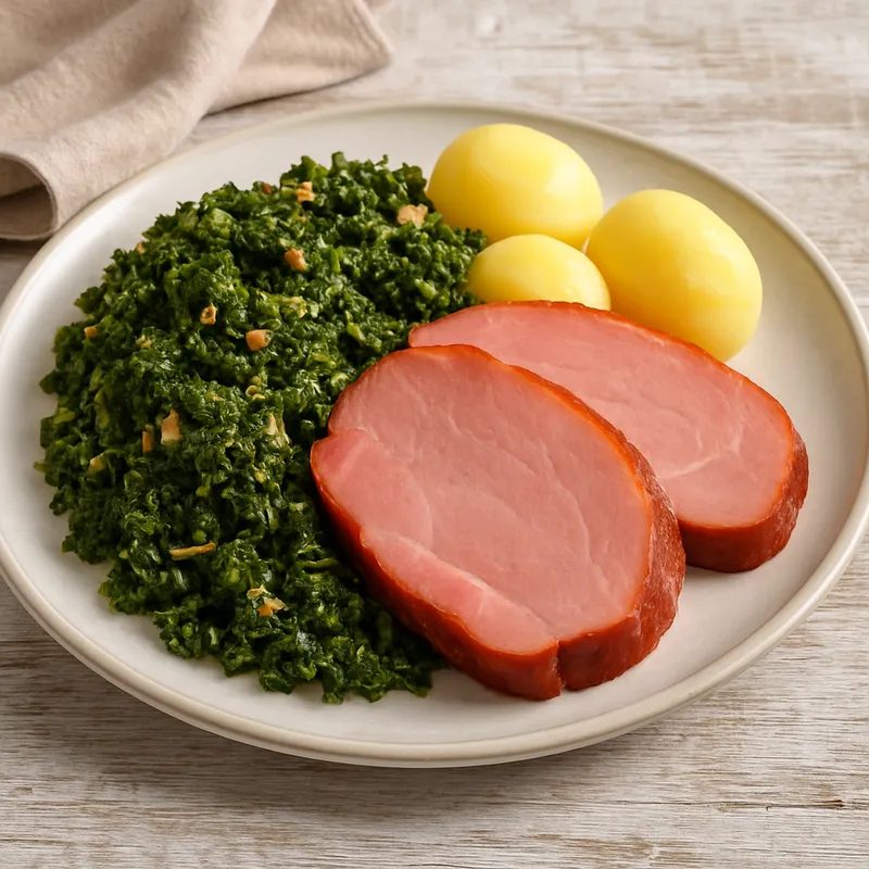 Tasso-Schinken mit Grünkohl