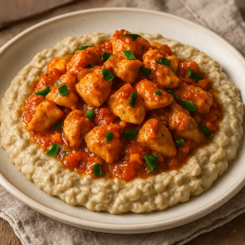 Tavuk Begendi (Hähnchen auf Auberginenpüree)