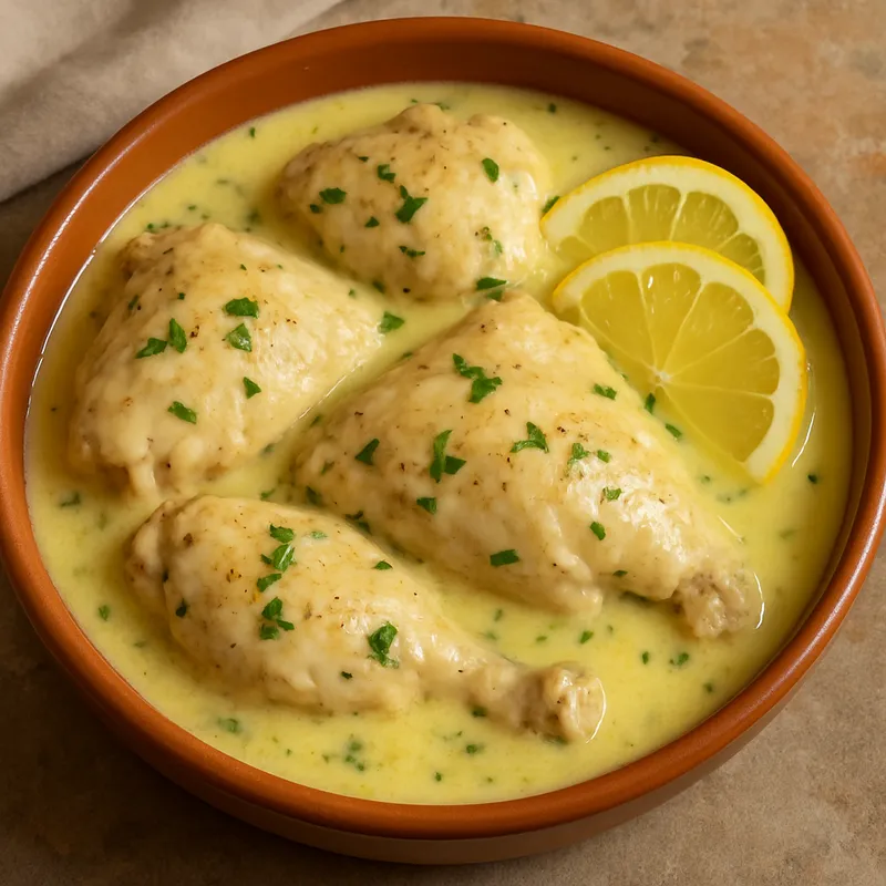 Tavuk Terbiyeli (Mariniertes Hähnchen mit Ei-Zitronen-Sauce)