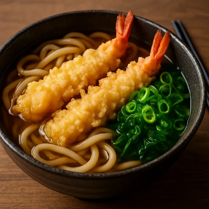 Tempura Udon (Japanische Udon-Nudelsuppe mit Tempura)