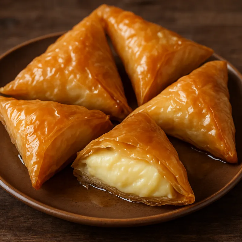 Thessaloniki Trigona Creme (Dreieck-Gebäck mit Creme)